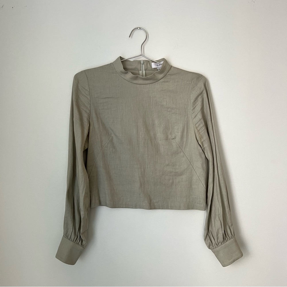 IGWT Cotton/Linen Blend Long Sleeved Olive Shirt